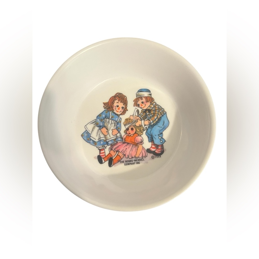 Vintage 1969 Raggedy Ann & Andy Cereal Bowl by Oneida (Melamine, 4¾”)